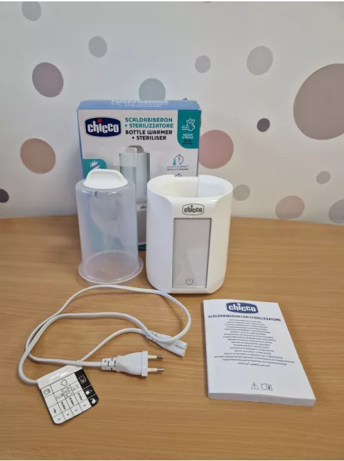 Chicco 2 az 1-ben bébiétel- és cumisüveg-melegítő, időzítő és kiolvasztó funkcióval, sterilizáló funkcióval, cumisüvegekhez és bébiételes üvegekhez is, multifunkciós, fehér OUTLET termék