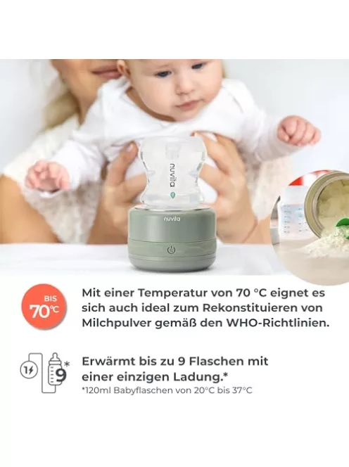 Nuvita vezeték nélküli cumisüveg-melegítő 70 °C – USB-ről tölthető, gyors melegítés 2,5 perc alatt, akár 6 órán át melegen tart OUTLET termék