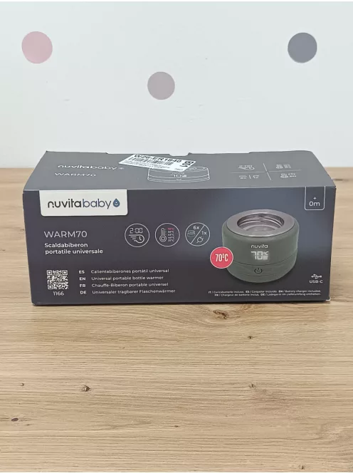 Nuvita vezeték nélküli cumisüveg-melegítő 70 °C – USB-ről tölthető, gyors melegítés 2,5 perc alatt, akár 6 órán át melegen tart OUTLET termék