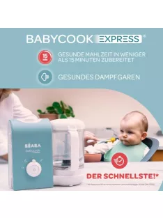   BEABA Babycook Express 4 az 1-ben bébiételkészítő, gyors főzés: kevesebb mint 15 perc, turmixolás, kíméletes és egészséges gőzpárolás, kiolvasztás, melegítés, 1250 ml űrtartalom, bársonyszürke OUTLET termék