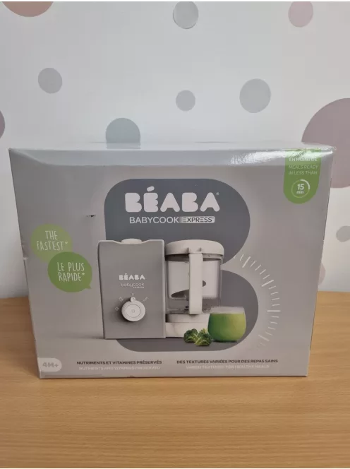 BEABA Babycook Express 4 az 1-ben bébiételkészítő, gyors főzés: kevesebb mint 15 perc, turmixolás, kíméletes és egészséges gőzpárolás, kiolvasztás, melegítés, 1250 ml űrtartalom, bársonyszürke OUTLET termék