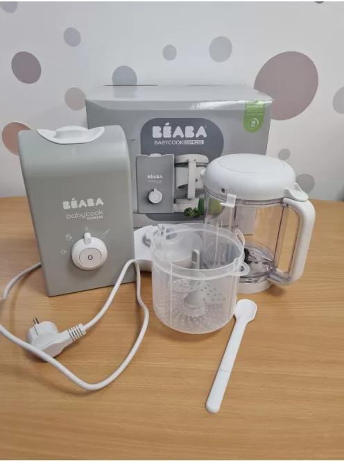 BEABA Babycook Express 4 az 1-ben bébiételkészítő, gyors főzés: kevesebb mint 15 perc, turmixolás, kíméletes és egészséges gőzpárolás, kiolvasztás, melegítés, 1250 ml űrtartalom, bársonyszürke OUTLET termék