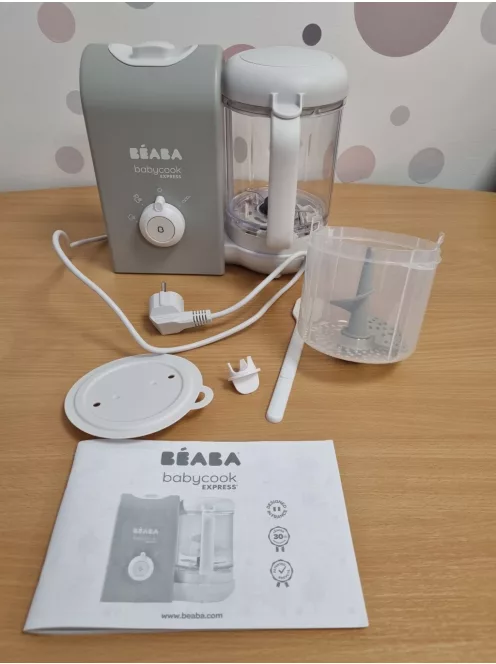 BEABA Babycook Express 4 az 1-ben bébiételkészítő, gyors főzés: kevesebb mint 15 perc, turmixolás, kíméletes és egészséges gőzpárolás, kiolvasztás, melegítés, 1250 ml űrtartalom, bársonyszürke OUTLET termék