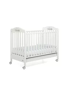   Foppapedretti  masszív bükkfa olasz gyerekágy állítható oldalráccsal, 131 x 73 x 108 cm, 27 kg, fehér OUTLET termék