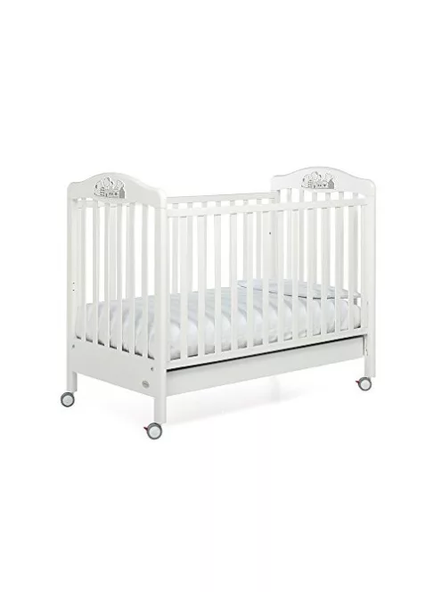 Foppapedretti  masszív bükkfa olasz gyerekágy állítható oldalráccsal, 131 x 73 x 108 cm, 27 kg, fehér OUTLET termék