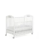 Foppapedretti  masszív bükkfa olasz gyerekágy állítható oldalráccsal, 131 x 73 x 108 cm, 27 kg, fehér OUTLET termék