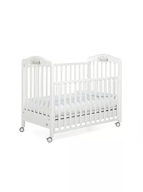 Foppapedretti  masszív bükkfa olasz gyerekágy állítható oldalráccsal, 131 x 73 x 108 cm, 27 kg, fehér OUTLET termék