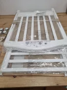 Foppapedretti  masszív bükkfa olasz gyerekágy állítható oldalráccsal, 131 x 73 x 108 cm, 27 kg, fehér OUTLET termék