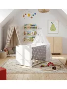 Roba Little  kiságy, junior gyermekággyá állítható – 70 x 140 cm fehér + teljes textilszett csillag mintával – állítható magasságú OUTLET termék