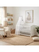 Roba Little  kiságy, junior gyermekággyá állítható – 70 x 140 cm fehér + teljes textilszett csillag mintával – állítható magasságú OUTLET termék