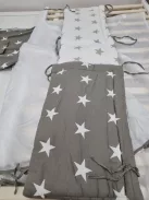 Roba Little  kiságy, junior gyermekággyá állítható – 70 x 140 cm fehér + teljes textilszett csillag mintával – állítható magasságú OUTLET termék