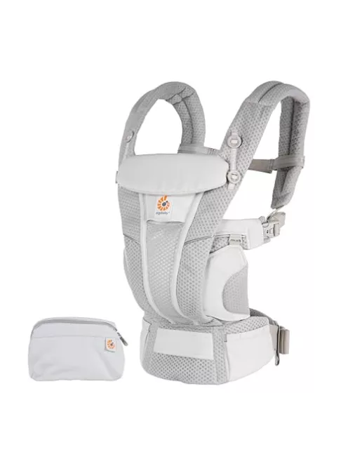 Ergobaby Omni Breeze ergonomikus babahordozó újszülött kortól 20 kg-ig, 4 hordozási pozícióval, szürke OUTLET termék