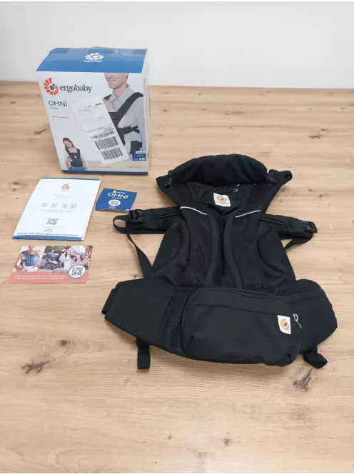 Ergobaby Omni Breeze babahordozó újszülötteknek, 4 hordozási pozíció, fekete OUTLET termék