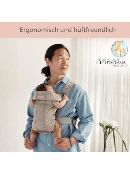BABYBJÖRN Mini babahordozó 3D Mesh, bézs színű OUTLET termék