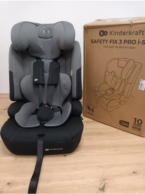 Kinderkraft SAFETY FIX 3 PRO gyerekülés, i-Size 76-150 cm, 9-36 kg,szürke OUTLET termék