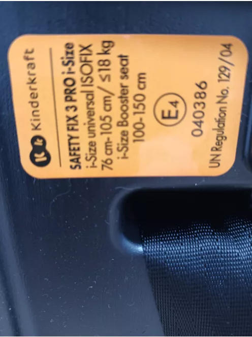 Kinderkraft SAFETY FIX 3 PRO gyerekülés, i-Size 76-150 cm, 9-36 kg,szürke OUTLET termék
