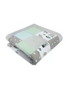 Medi Partners játszószőnyeg babáknak, 100% pamut, 120x120 cm – vastag, puha járókabetét, minky-vafli babatakaró (Mint Zoo) OUTLET termék