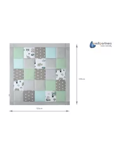   Medi Partners játszószőnyeg babáknak, 100% pamut, 120x120 cm – vastag, puha járókabetét, minky-vafli babatakaró (Mint Zoo) OUTLET termék