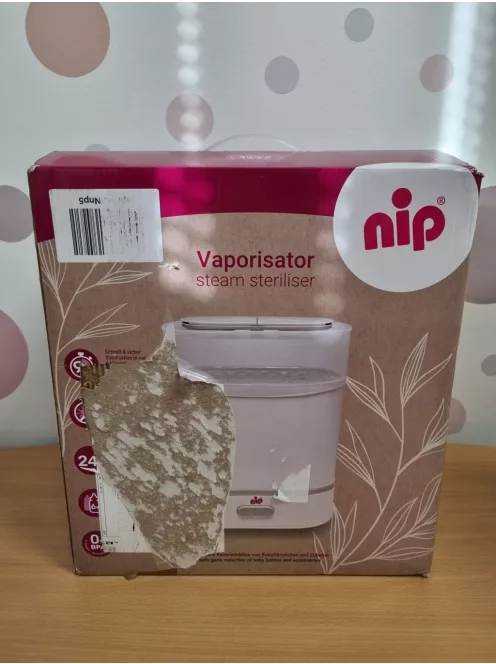 Nip sterilizáló cumisüvegekhez, gőzsterilizátor 6 cumisüveghez és tartozékokhoz, fehér OUTLET termék