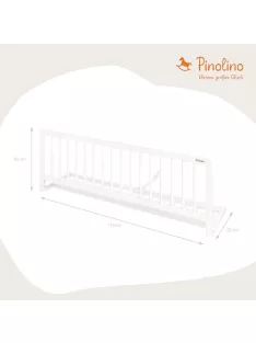   PINOLINO Comfort ágyrács, fa leesésgátló rács gyerekágyhoz és szülői ágyhoz, tömör bükk, szerelés nélküli, matrac alá, összekötő hevederrel, 19 cm-ig, 115 x 32 x 40 cm, fehér lakkozott OUTLET termék