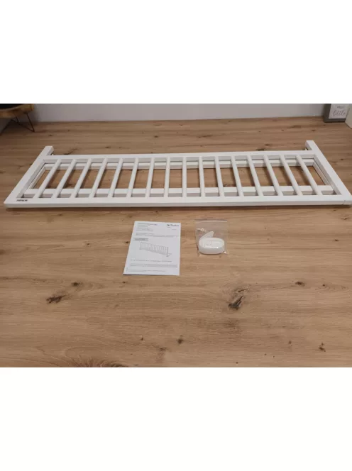 PINOLINO Comfort ágyrács, fa leesésgátló rács gyerekágyhoz és szülői ágyhoz, tömör bükk, szerelés nélküli, matrac alá, összekötő hevederrel, 19 cm-ig, 115 x 32 x 40 cm, fehér lakkozott OUTLET termék