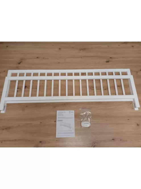 PINOLINO Comfort ágyrács, fa leesésgátló rács gyerekágyhoz és szülői ágyhoz, tömör bükk, szerelés nélküli, matrac alá, összekötő hevederrel, 19 cm-ig, 115 x 32 x 40 cm, fehér lakkozott OUTLET termék