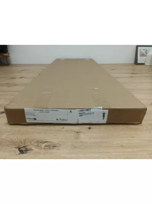 PINOLINO Comfort ágyrács, fa leesésgátló rács gyerekágyhoz és szülői ágyhoz, tömör bükk, szerelés nélküli, matrac alá, összekötő hevederrel, 19 cm-ig, 115 x 32 x 40 cm, fehér lakkozott OUTLET termék