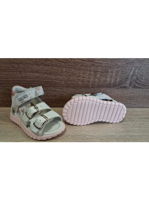 Asso lányka bőr szandál-fehér mintás 21-es méret