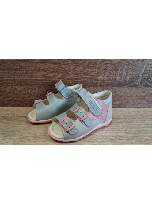 Asso lányka bőr szandál-rózsaszín-szürke cicás 21-es méret