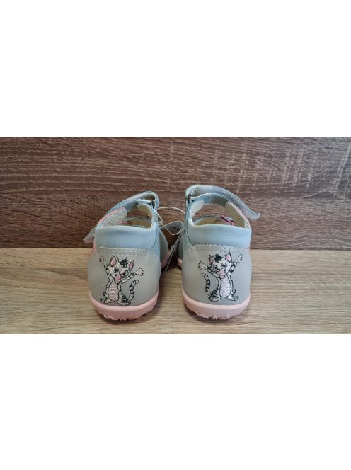 Asso lányka bőr szandál-rózsaszín-szürke cicás 21-es méret