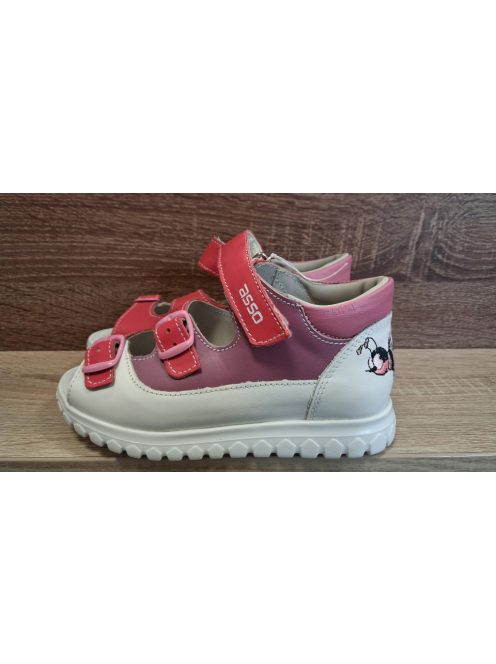 Asso bőr lányka szandál fehér-rózsaszín méhecskés 29-es méret