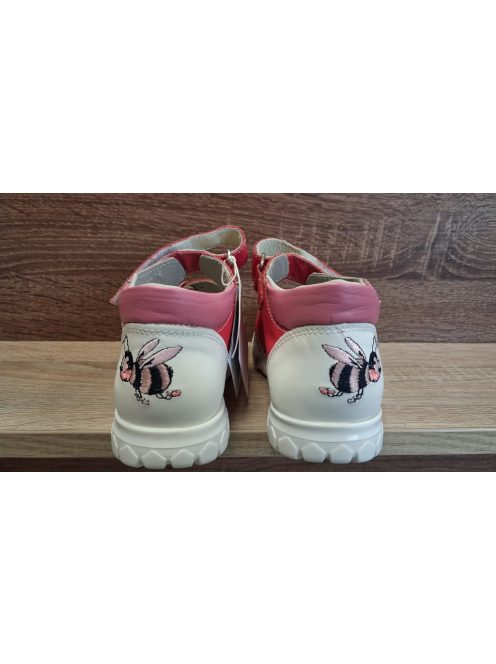 Asso bőr lányka szandál fehér-rózsaszín méhecskés 29-es méret