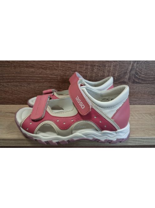 Asso lányka bőr szandál tépőzáras rózsaszín 30-as méret