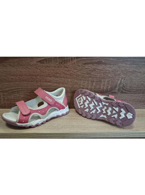 Asso lányka bőr szandál tépőzáras rózsaszín 30-as méret