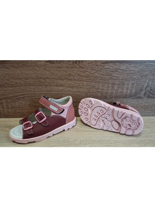 ASSO supinalt lányka bőr szandál-bordó katicás 24-es méret