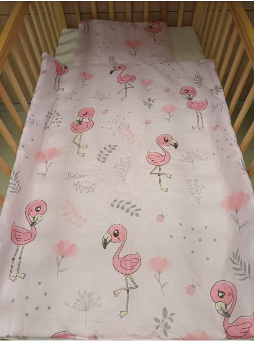 Ovis ágynemű huzat 100% pamut-rózsaszín flamingó mintával